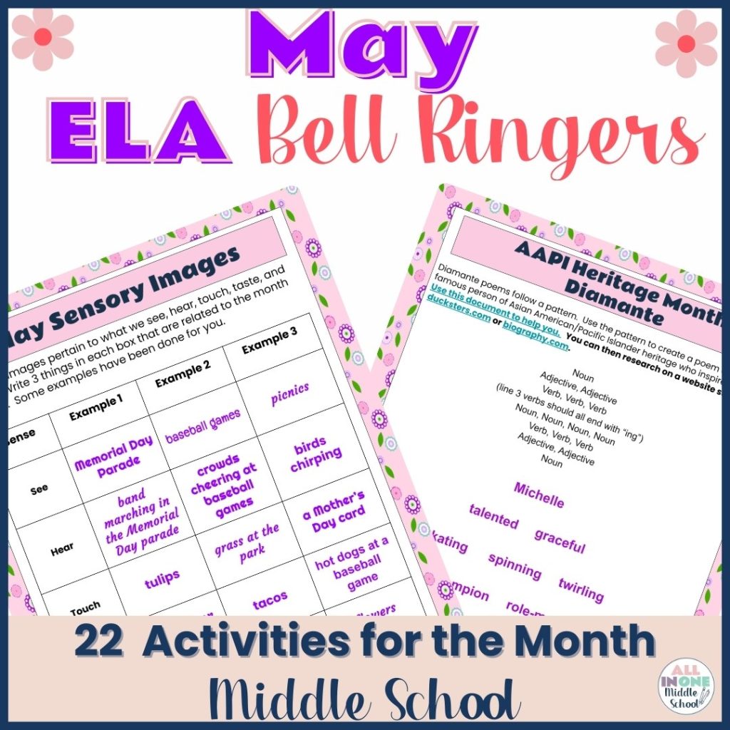 May bell ringers for middle school ELA