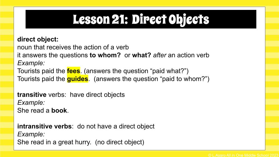 grammar lessons for middle school