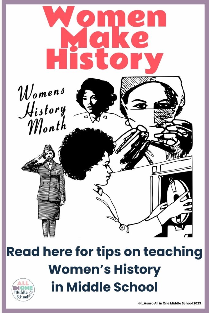 blog post on Women's History Month activities in middle school