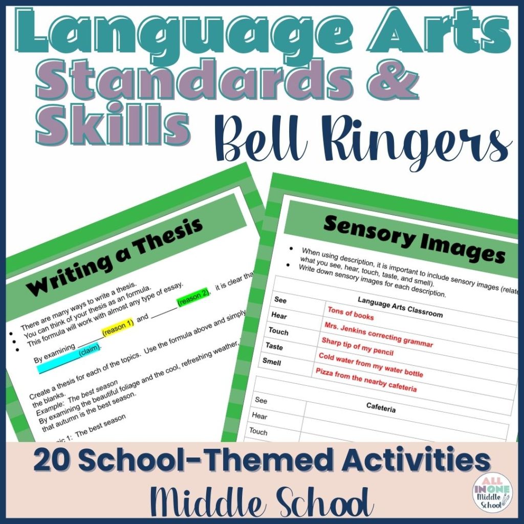 bell ringers for test prep for middle school language arts